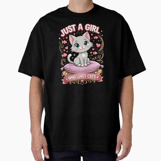 Just A Girl Who Loves Cats – Cute Kawaii Cat Lover Gift Design by CatLovers Studio