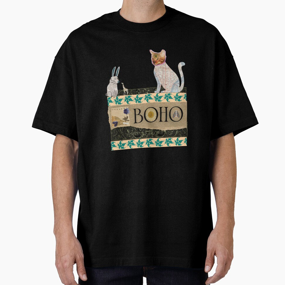 Elegant Boho Animal Collage T-Shirt - BOHO by GorinART