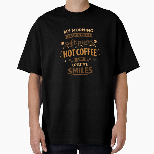 My Morning Starts with Soft Purrs and Hot Coffee – Cute Cat Lover Quote by Mindworx21