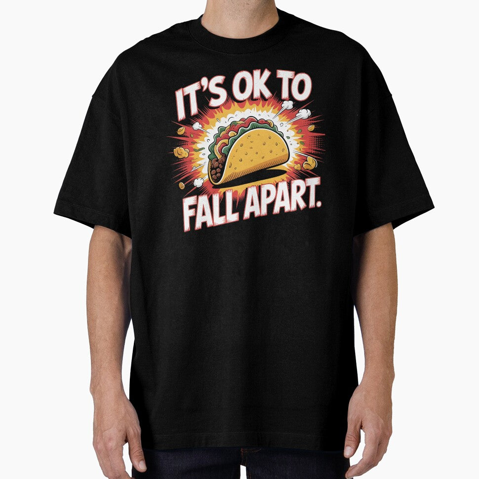 It's Ok to Fall Apart Taco – Mental Health Taco Lover Sticker Design by Redgiant87x