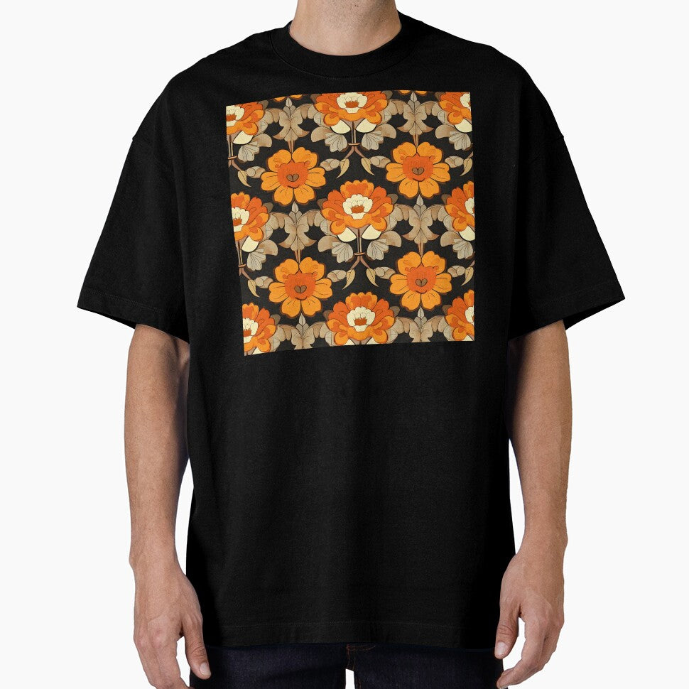 Boho Retro 1960's Hippie Orange Flower Art Designs by DEC02