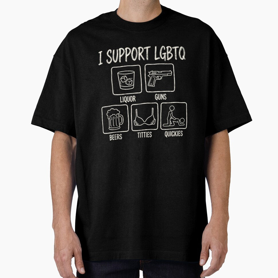 I Support LGBTQ Liquor Guns Beers Funny Gay Pride Month by Bralipse