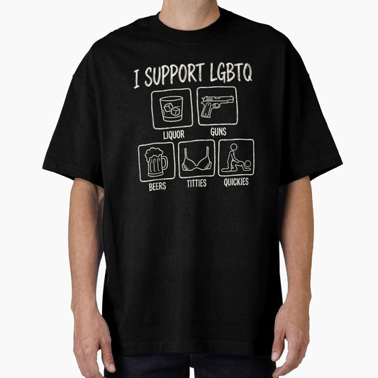 I Support LGBTQ Liquor Guns Beers Funny Gay Pride Month by Bralipse