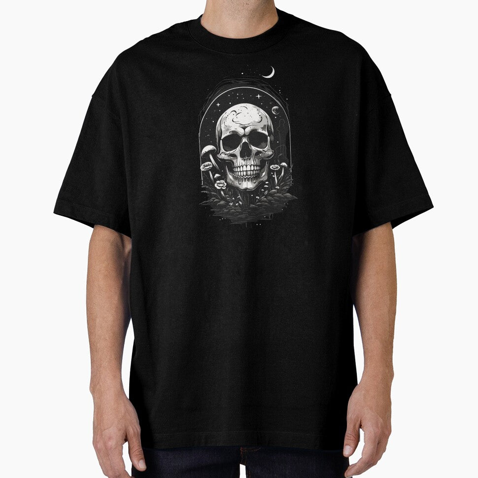 Whimsy Goth Skull & Mushrooms: Casual Y2K Grunge Aesthetic by LoFiArtFart