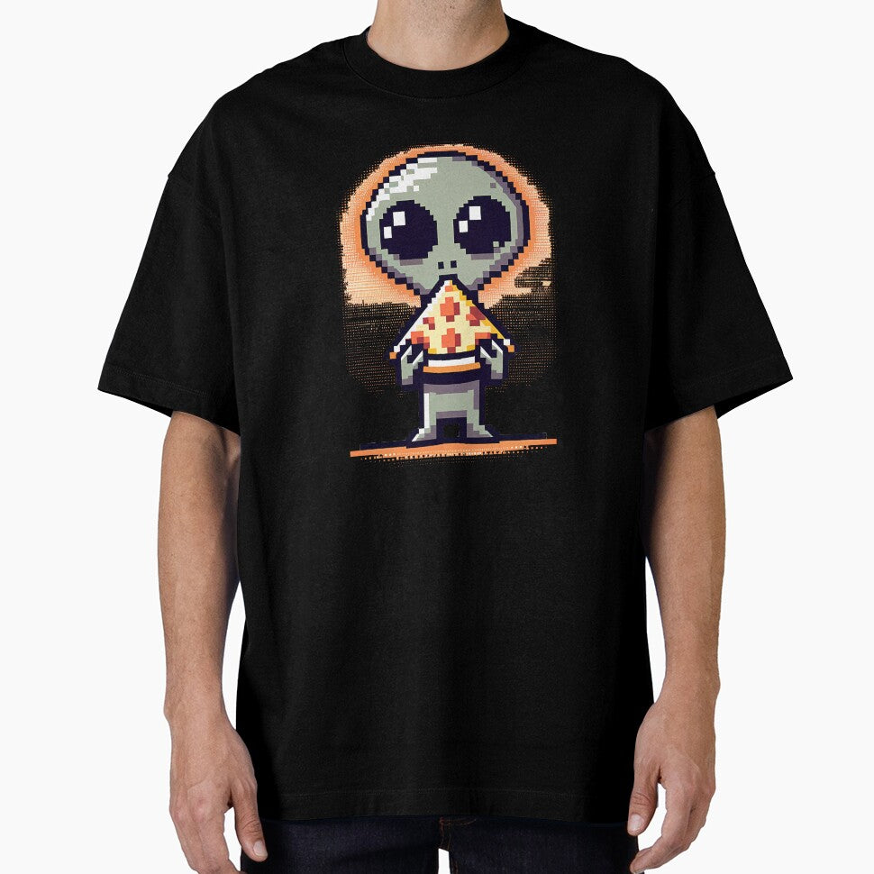 Cute Pixel Funny Alien Pizza Lover by Logiamerch