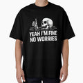 Yeah Im Fine No Worries Funny Skull Vintage Sarcastic Humor Dark Aesthetic by kiralynstration