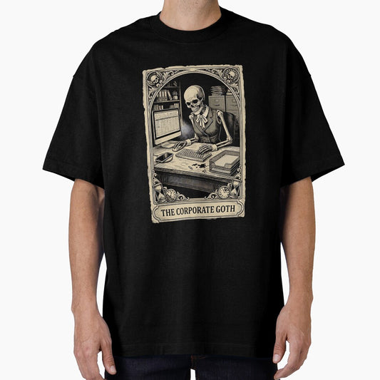 Corporate Goth Tarot Card Skeleton Funny Office Worker by ElaineZPink
