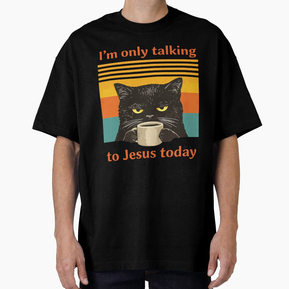 Im Only Talking To Jesus Today Funny Christian Cat Coffee by DonaldMcCullum