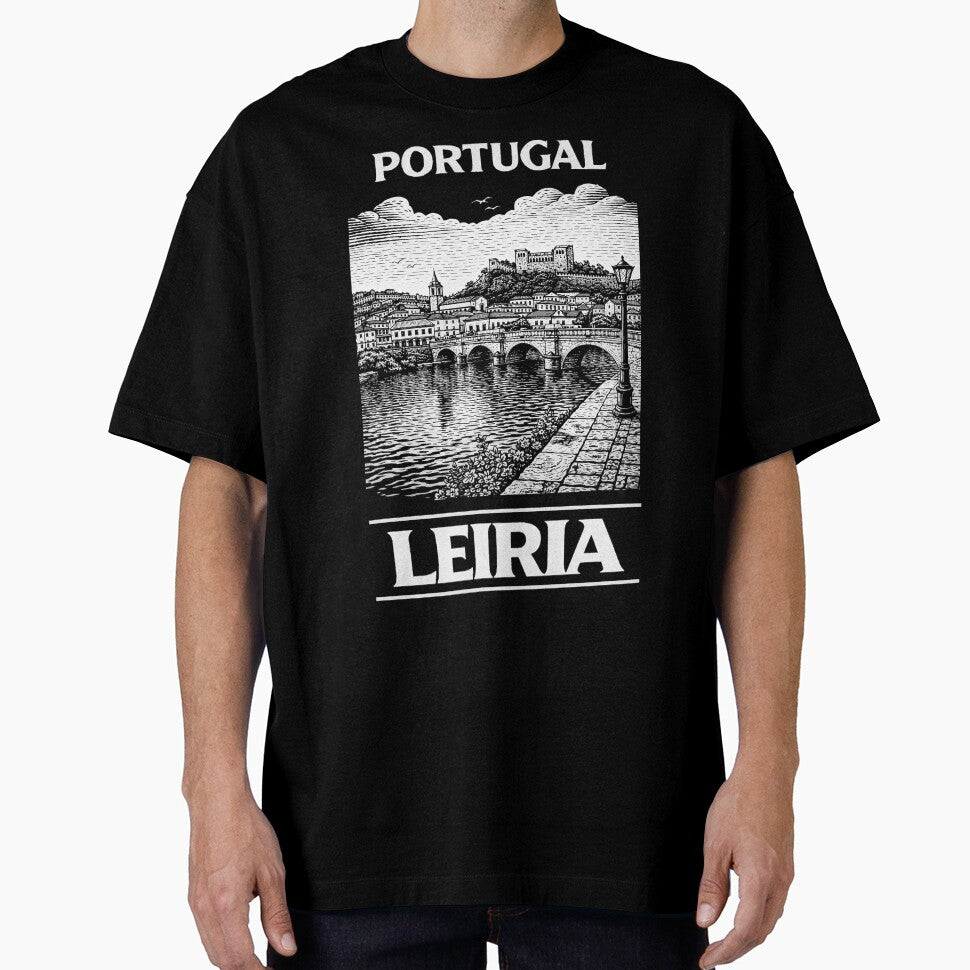Leiria Portugal Linocut Style by Thistle-TShop