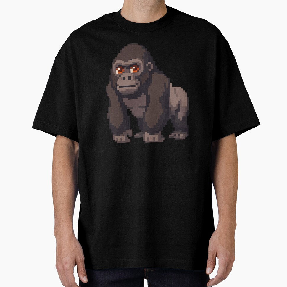 pixelated style gorilla, digital art, minimalist design by geekmania48
