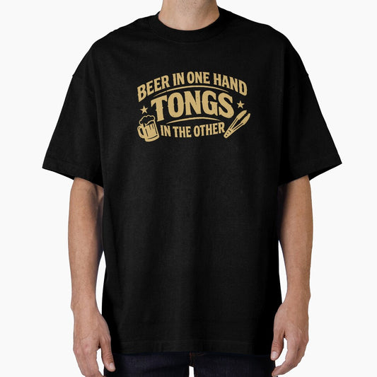 Beer in One Hand, Tongs in the Other - Funny BBQ Quote by Mikoff04-arts