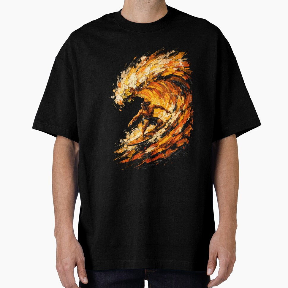 Golden Barrel: Impasto Fire Wave Surfer by WavesStation