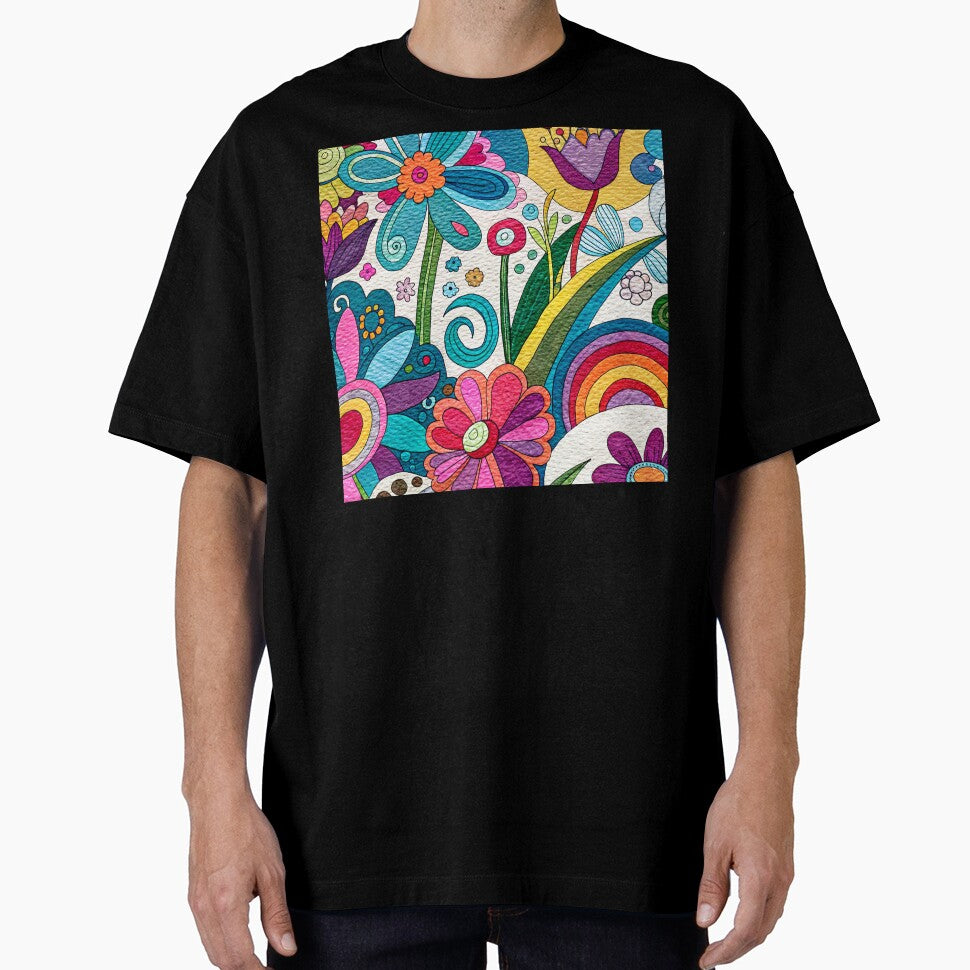 Retro 1960's Hippie Colorful Floral Art Psychedelic Designs by DEC02