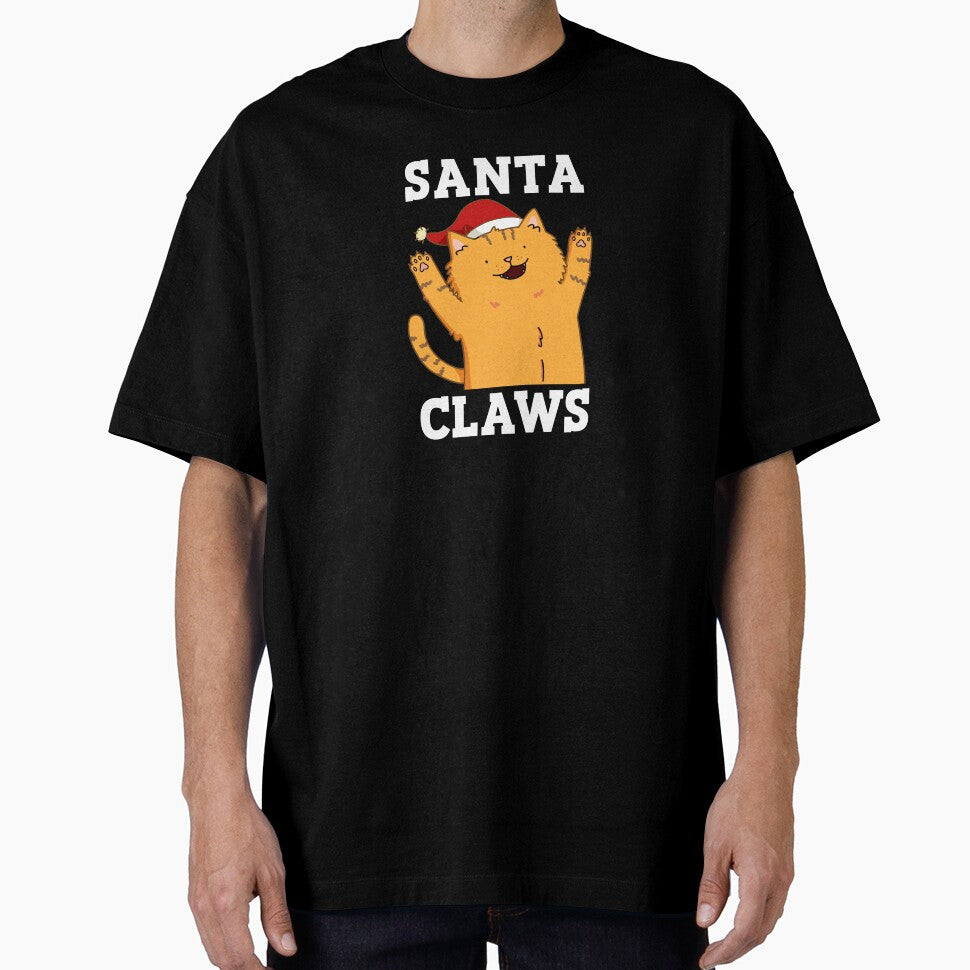 Santa Claws Funny Christmas Cat Pun   (Dark BG) by punnybone