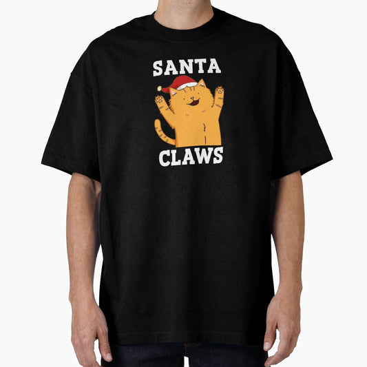 Santa Claws Funny Christmas Cat Pun   (Dark BG) by punnybone
