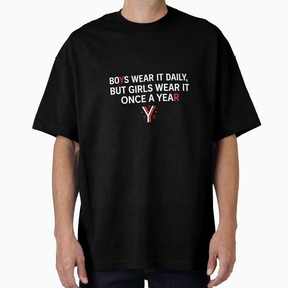 Funny Riddle Shirt “Boys Wear It Daily But Girls Wear It Once a Year” – Clever Y Answer Tee by cirereyes