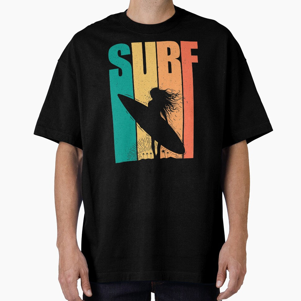 Retro Surfing Design Women Surf by Vasyl  Chernovol