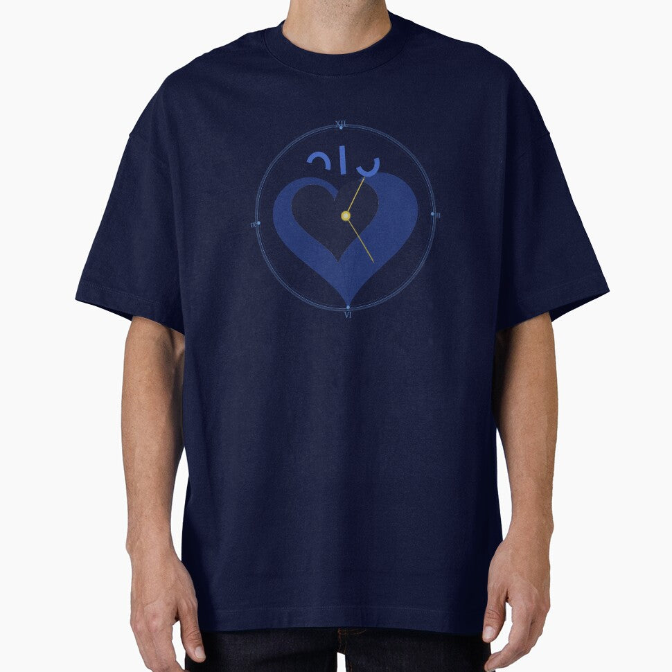 Minimalist Midnight Blue Heart Clock - Abstract Geometric Ar by MCUL