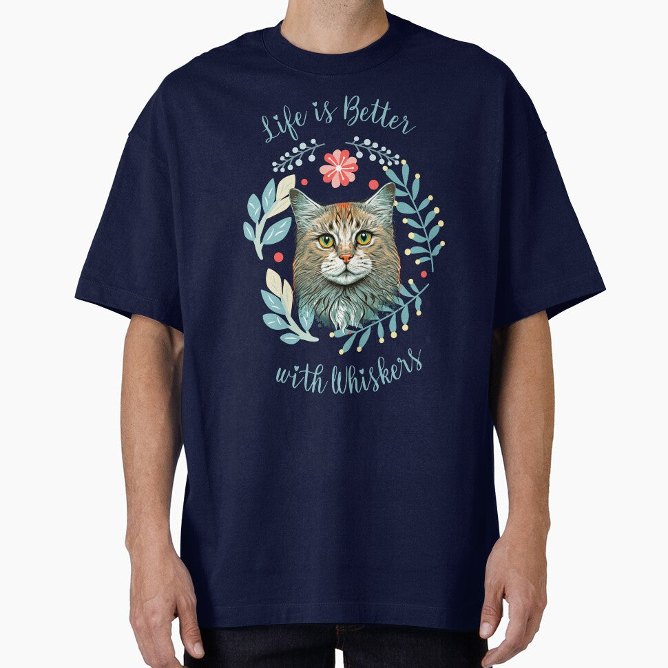 Life is Better with Whiskers Funny Cat by Sachie's Studio