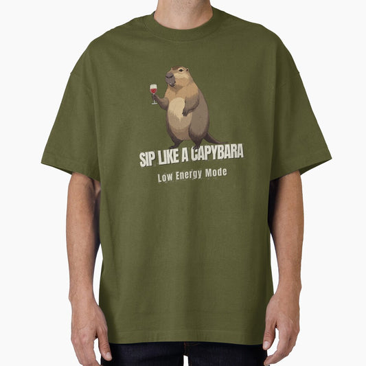 Capybara Wine Lover Shirt – Sip Like a Capybara Low Energy Mode Funny Relaxed Animal Drinking Meme Tee by HOUSE OF TIST