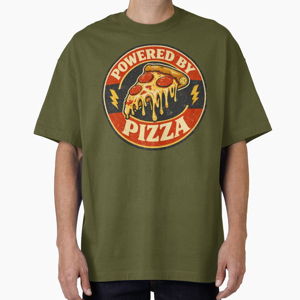 Powered by Pizza – Funny Pizza Lover Food Humor Design by rushaib