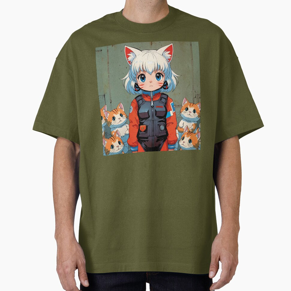 Kawaii girl with fat and tender kittens by MerlinWear