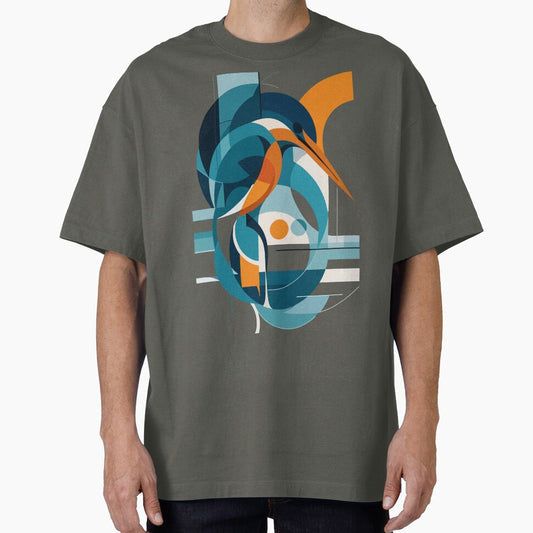 Abstract Geometric Kingfisher – Modern Minimalist Bird Art by PrimitiveTees
