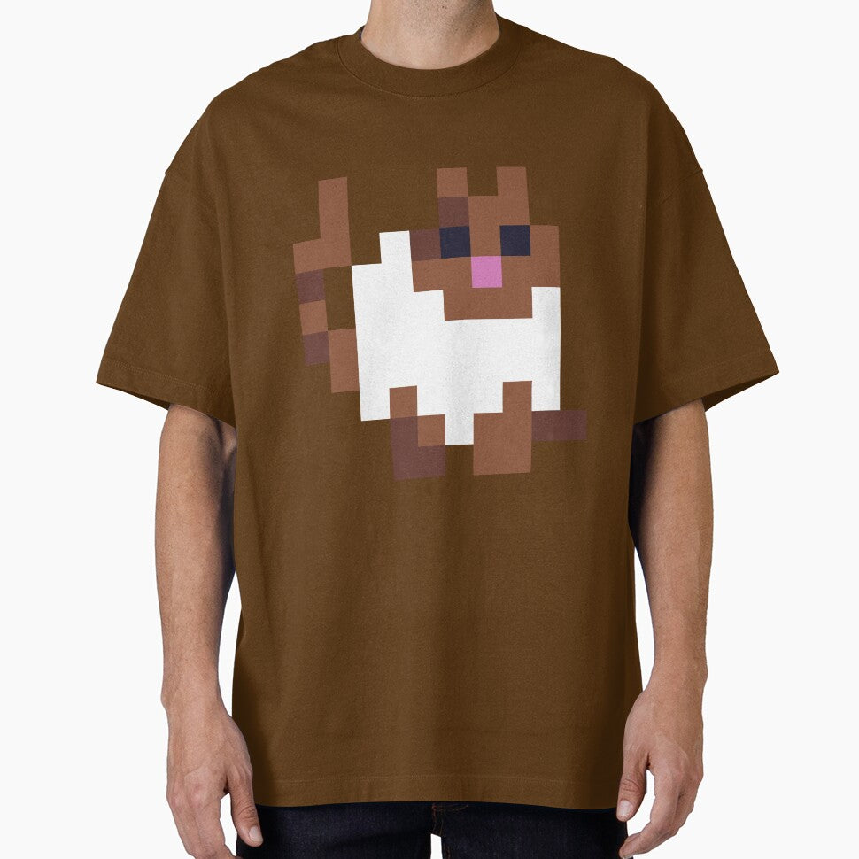 White and Brown Fat Pixel Cat by Michael Stewart