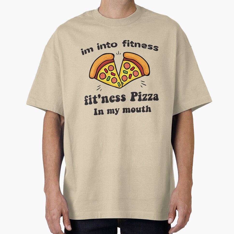 Im into fitness fit'ness pizza in my mouth-Stickers & Magnets- Shirt, Funny Fitness T Shirt, pizza Tuesday, Food Shirt by Aminepop