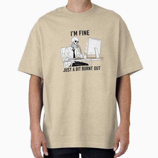 I’m Fine Skeleton Working at Computer – Burnout Office Humor Design by nbg2012