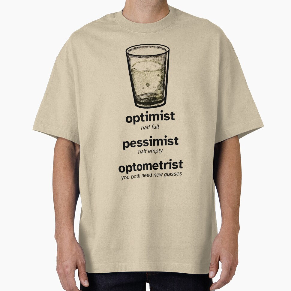 Optimist vs Pessimist vs Optometrist – Funny Dirty Glasses Joke Design by ThisIsDebbie