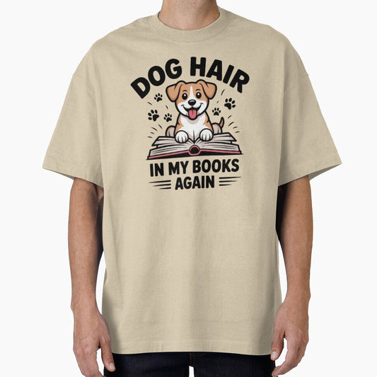 Dog Hair In My Books Again Funny Dog Lover Sticker by KomalArtStudio