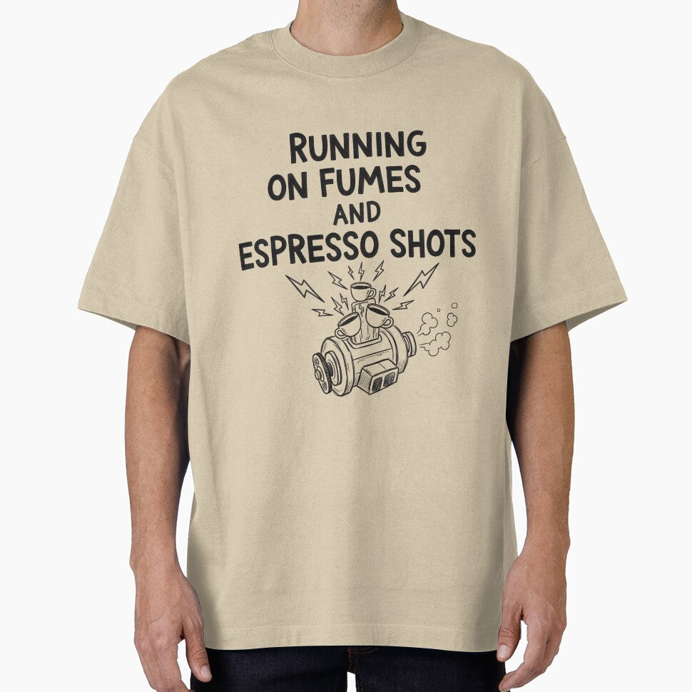 Running on Fumes and Espresso Shots – Funny Coffee Lover Quote for Work, Office Humor & Caffeine Addicts by VibranPalette