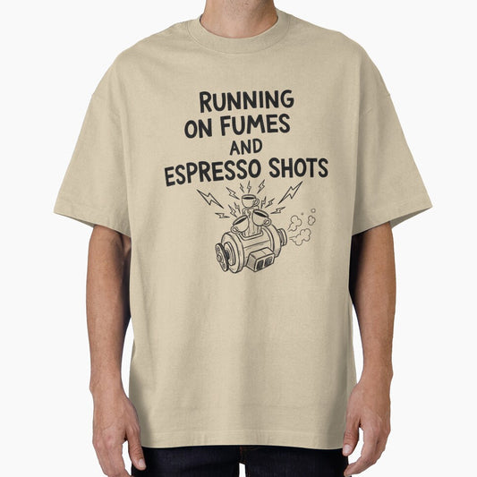 Running on Fumes and Espresso Shots – Funny Coffee Lover Quote for Work, Office Humor & Caffeine Addicts by VibranPalette
