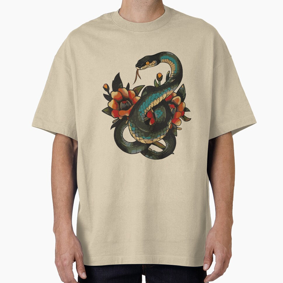 Vintage green snake tattoo by Ursule-art
