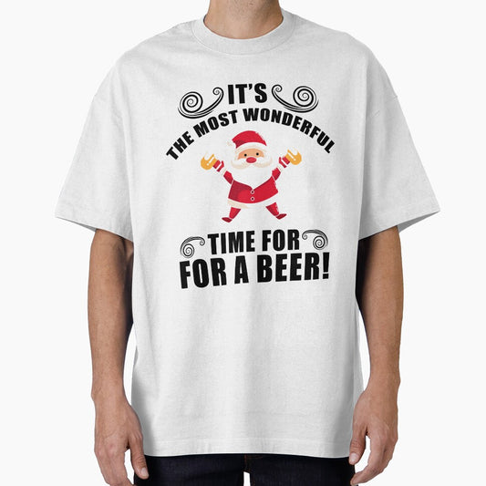 It’s the Most Wonderful Time for a Beer T-Shirt Funny Christmas Santa Tee by AllStarMerch