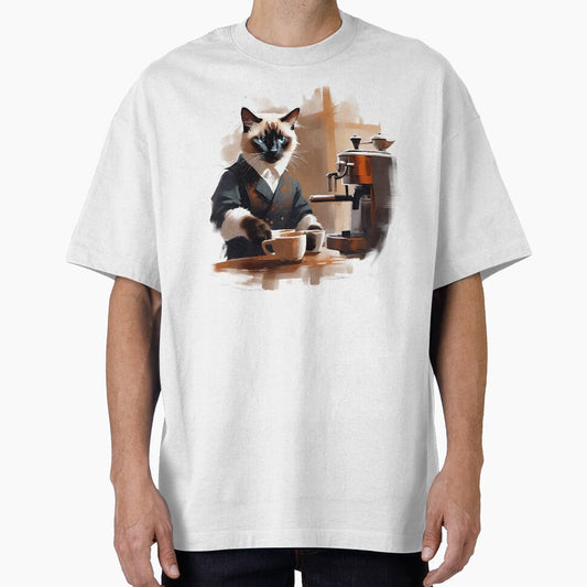 Siamese Cat Making You A Coffee by KaiLabsArt