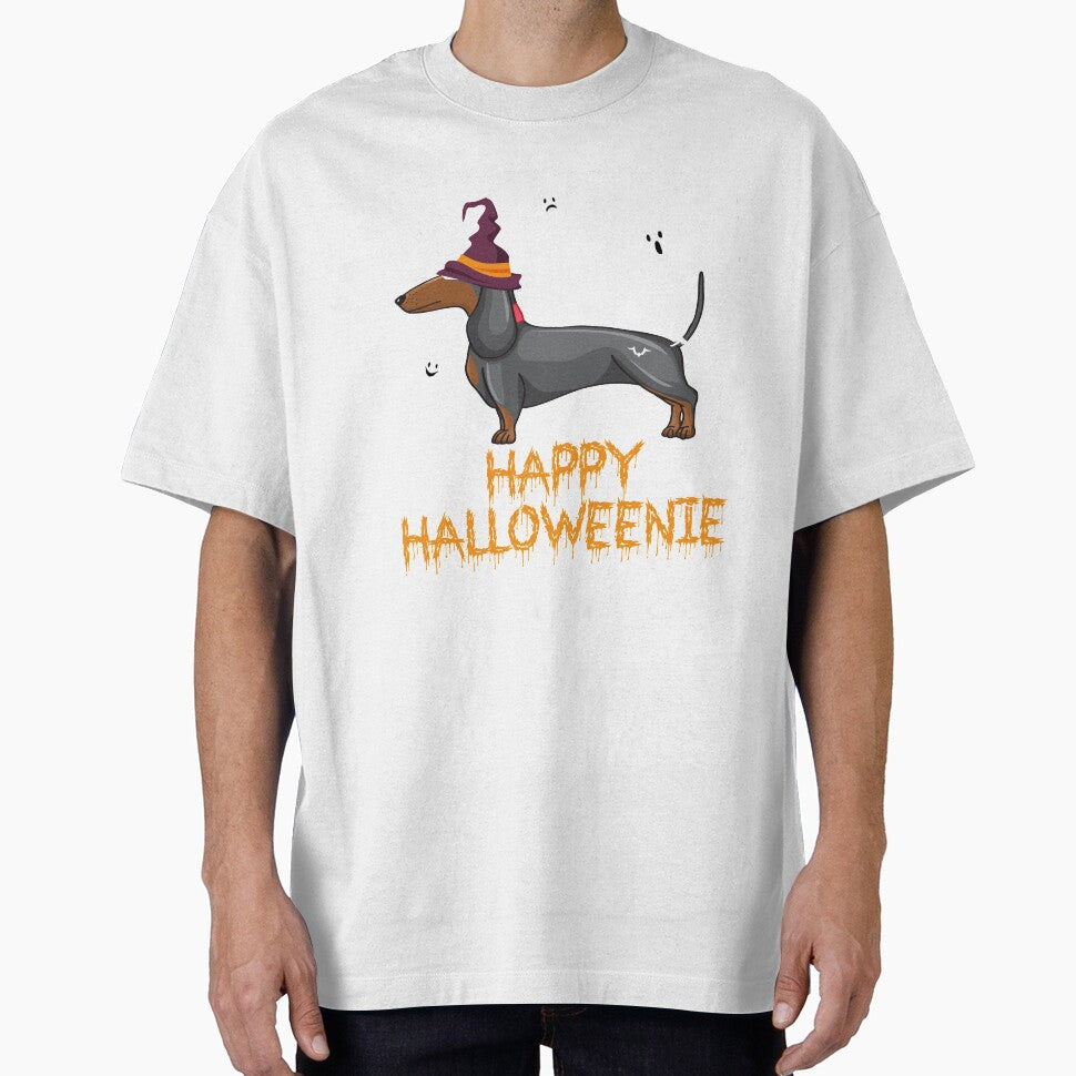 Happy Halloweenie Dachshund Halloween Dog Novelty T-Shirt by Bendthetrend