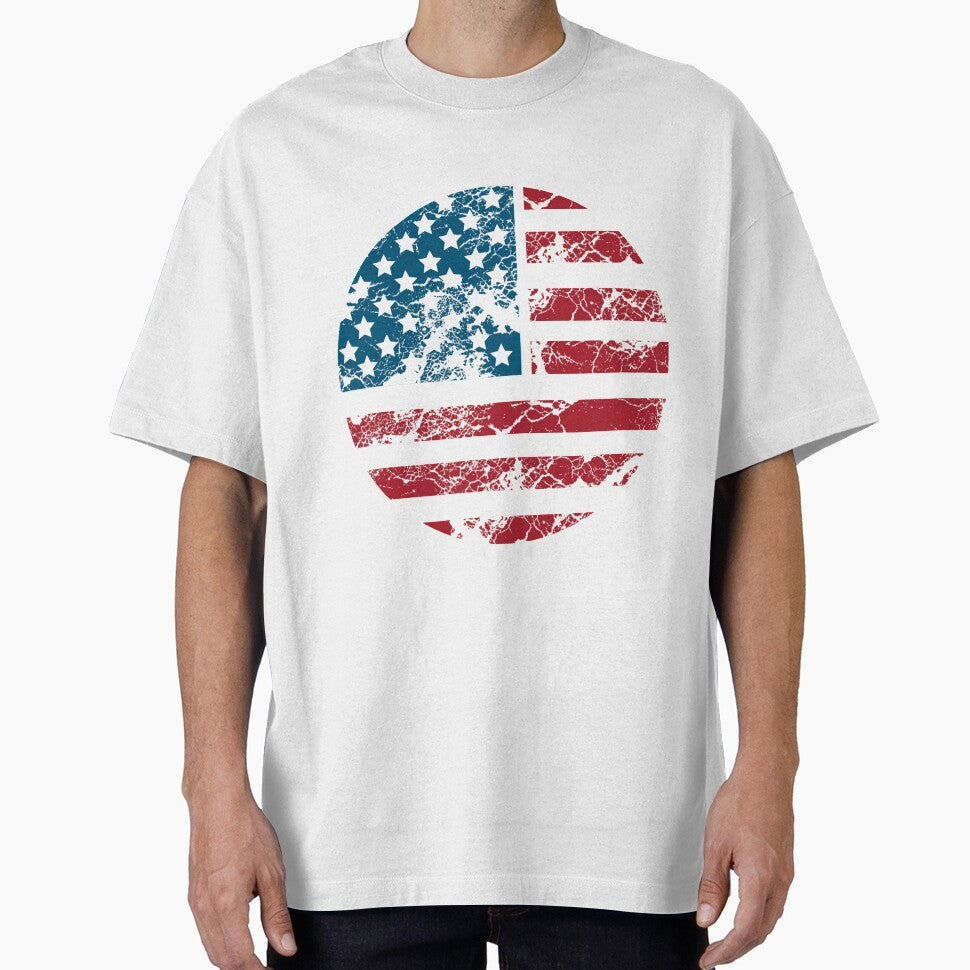 Round USA Flag T-Shirt for Men and Women by AllStarMerch