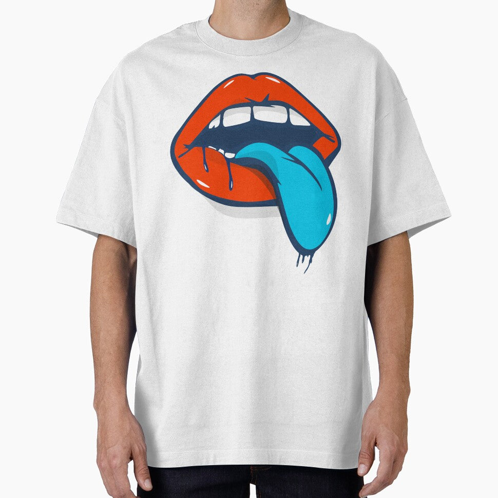 Blue Tongue Mouth Pop Art Bold Red Lips Sticker Gift by CLC54