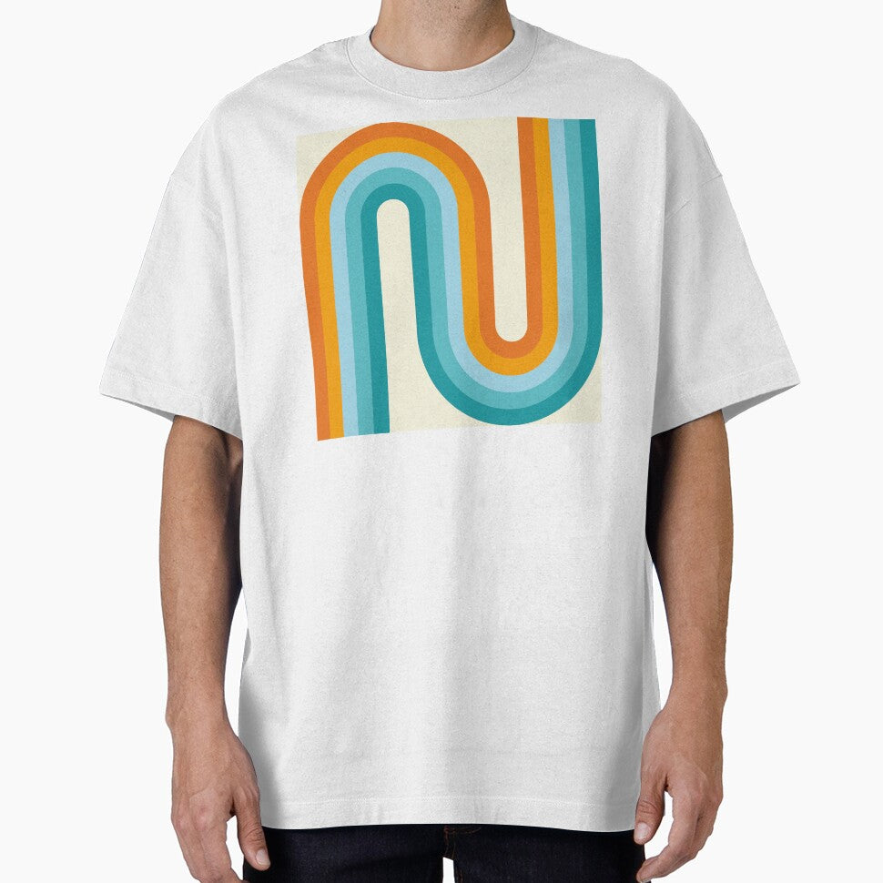 Geometric Arches Retro Style - Turquoise blue and Orange by JMgraphic