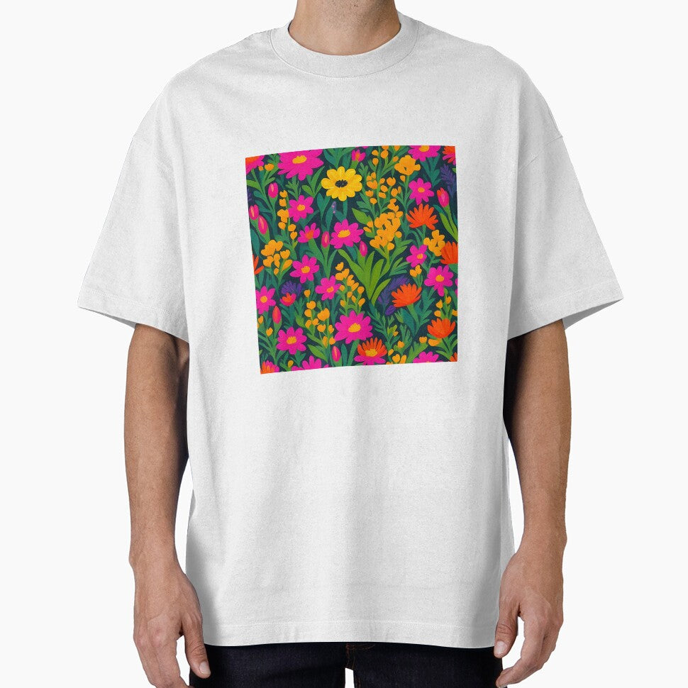 Bold and vibrant botanical field brought to life through striking meta floral pattern by Patternomania