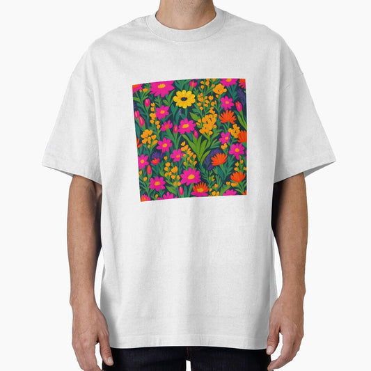 Bold and vibrant botanical field brought to life through striking meta floral pattern by Patternomania