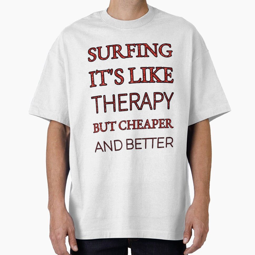Surfing It'S Like Therapy But Cheaper And Better Red Rhinestone by TheIconSmith