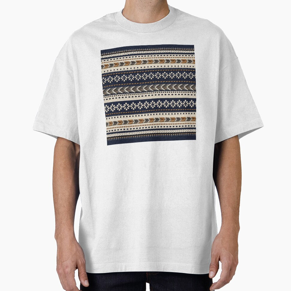 Indigo Embroidered Woven Stripe Pattern by frumixart