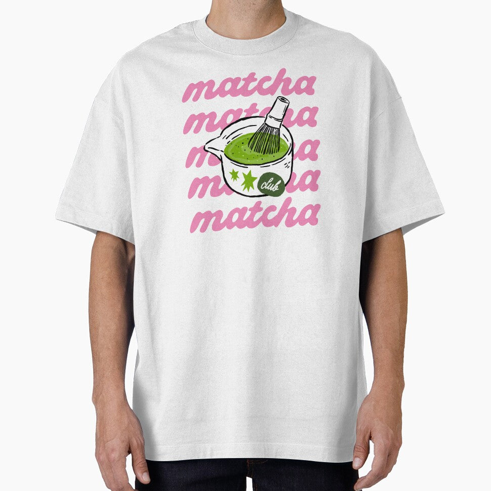 Retro Matcha Club Pink Typography Bowl And Whisk by krystalRomanart
