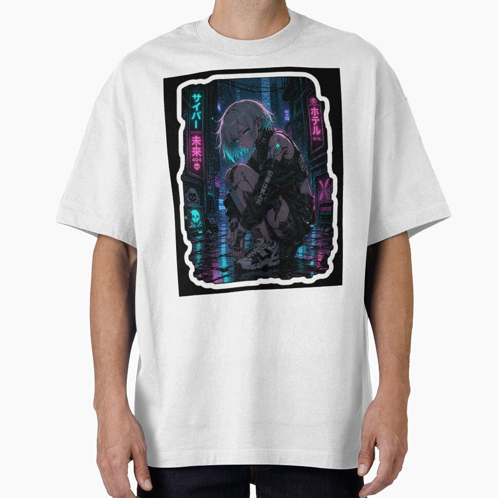 Cyberpunk Neon Anime Girl – Dark Futuristic Aesthetic Sticker by ZenOtaku Lab
