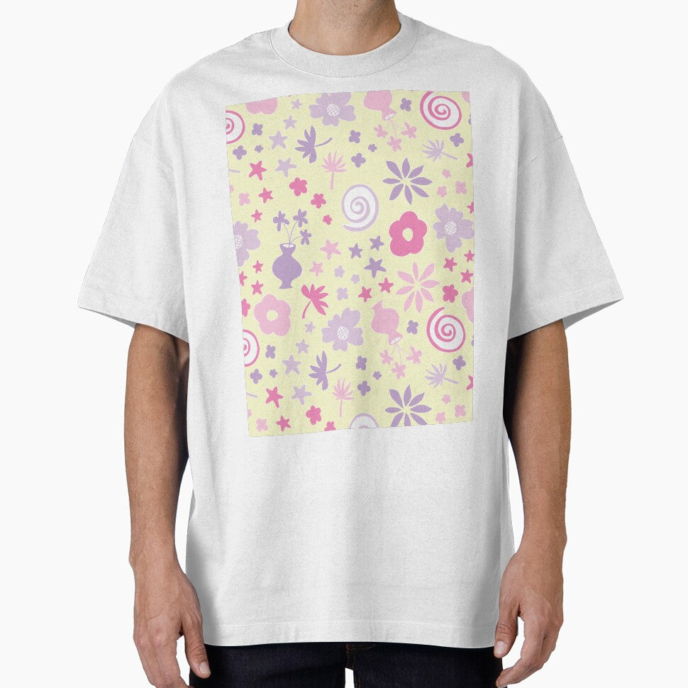 Pastel Pink and Pastel Yellow Lilac Purple Boho Flower Pattern Girls Room by blomastudios
