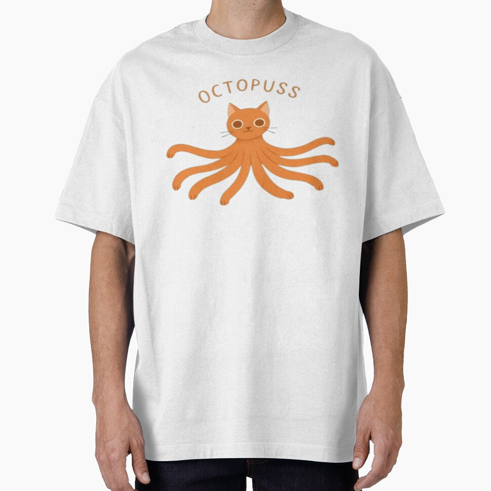 Octopuss Cat Cloth PRINT – Cute Octopus Cat Pun Illustration by PixelPopsShop