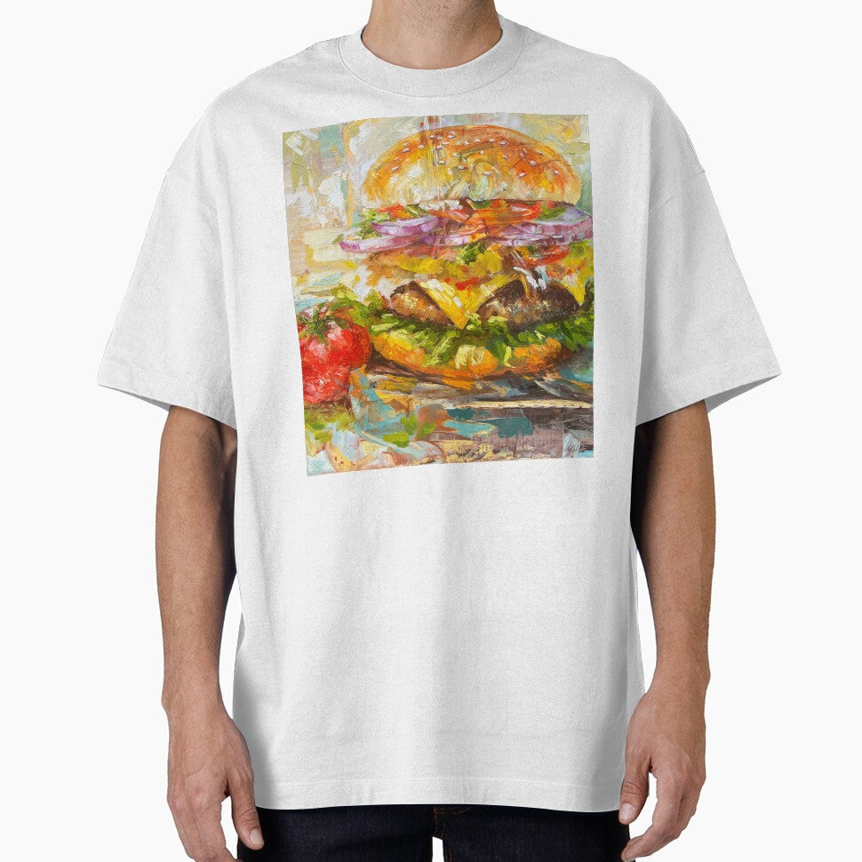 Cheeseburger Painting – Colorful Burger Food Art by AlisaArtDecor
